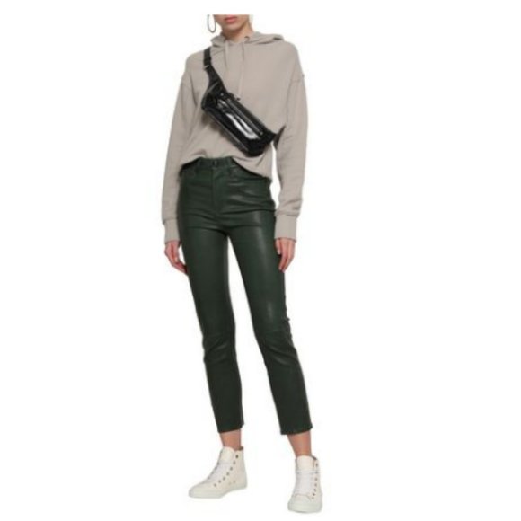 Rag & Bone Leather Pants In Leaf Green Size 26 - Picture 1 of 12